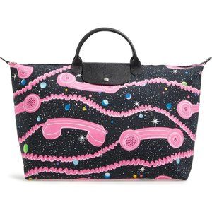 JEREMY SCOTT LONGCHAMP PINK TELEPHONE IN SPACE DUFFLE BAG HANDBAG PURSE TOTE